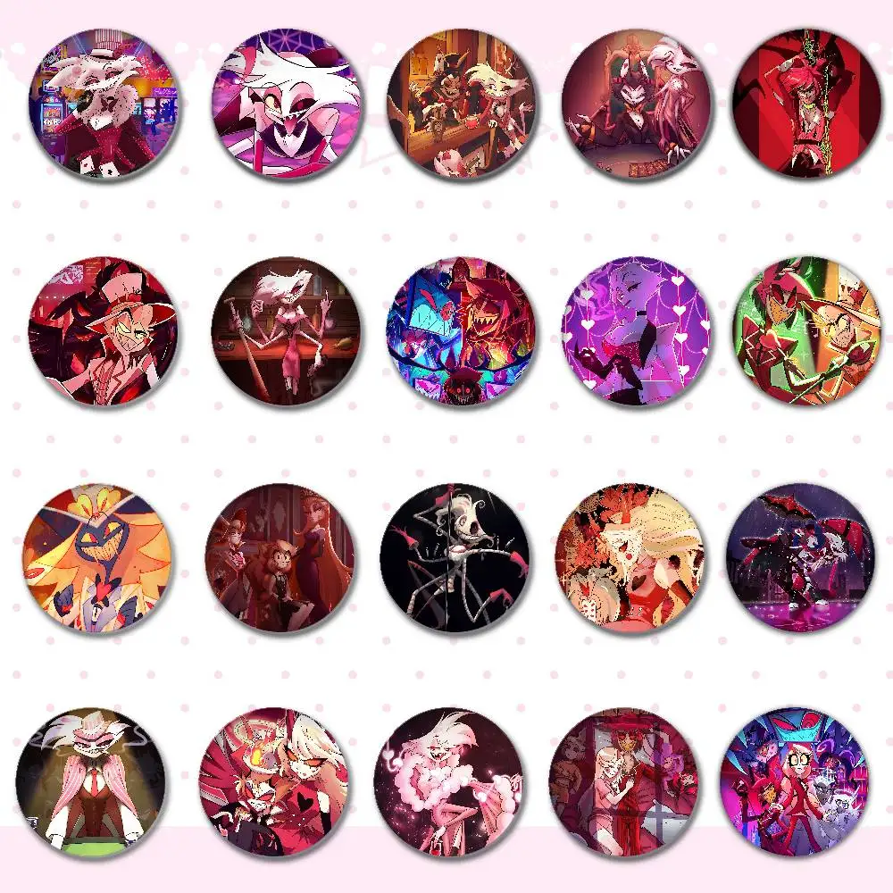 Cartoon Y-Hazbin H-Hotel Abzeichen Runde Brosche Niedliche Cartoon Idol Cosplay Abzeichen DIY Rucksack Kleidung Schmuck Pins