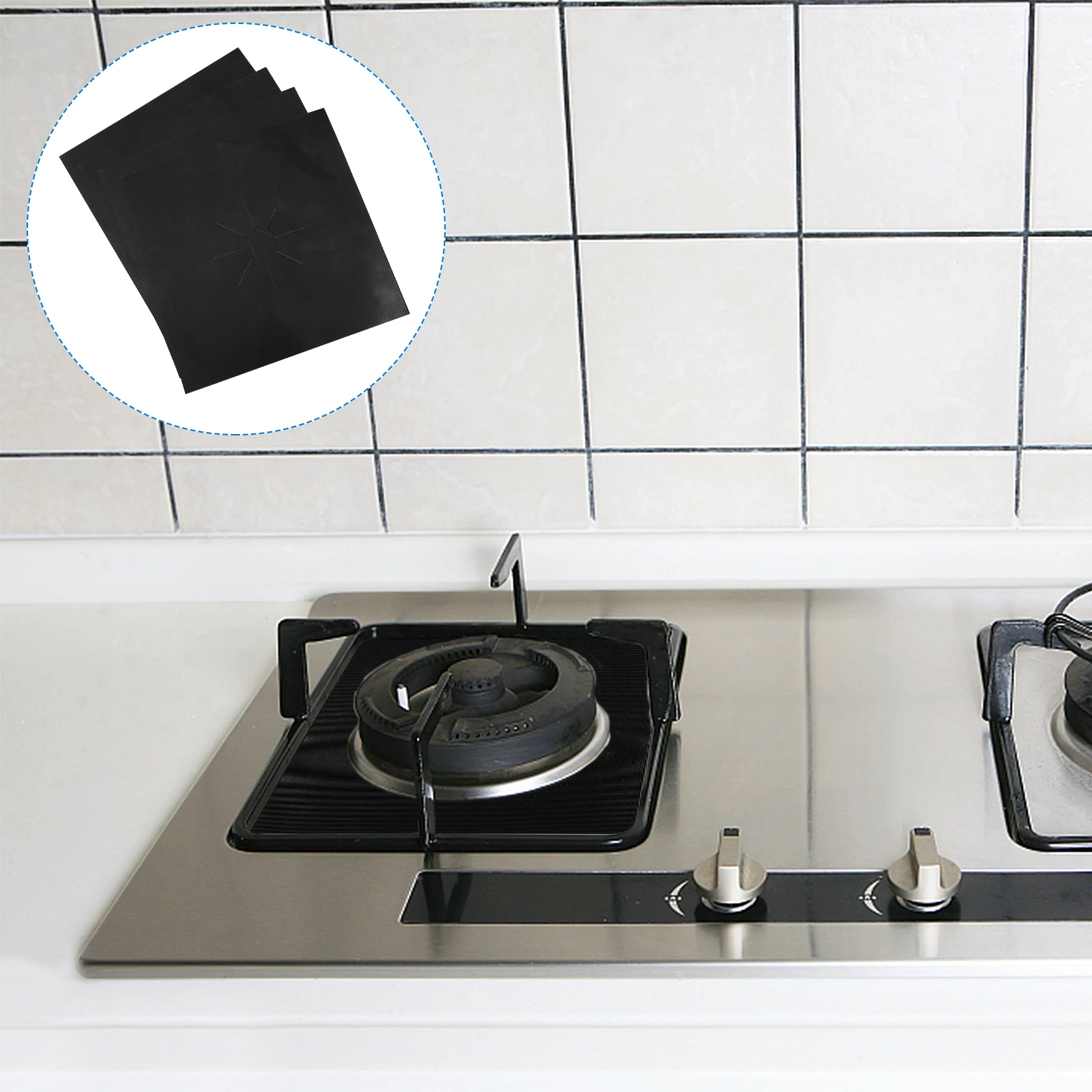 

4 Pcs Gas Stove Protector Fiberglass Nonstick Heat Resistant Burner Liners Dishwasher Safe Stove Covers
