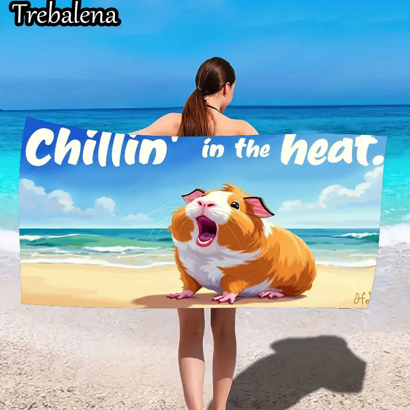 

30*60inch Ultra-Soft Beach Towel with Beach Fun Guinea Pig Chillin in the Heat Towel