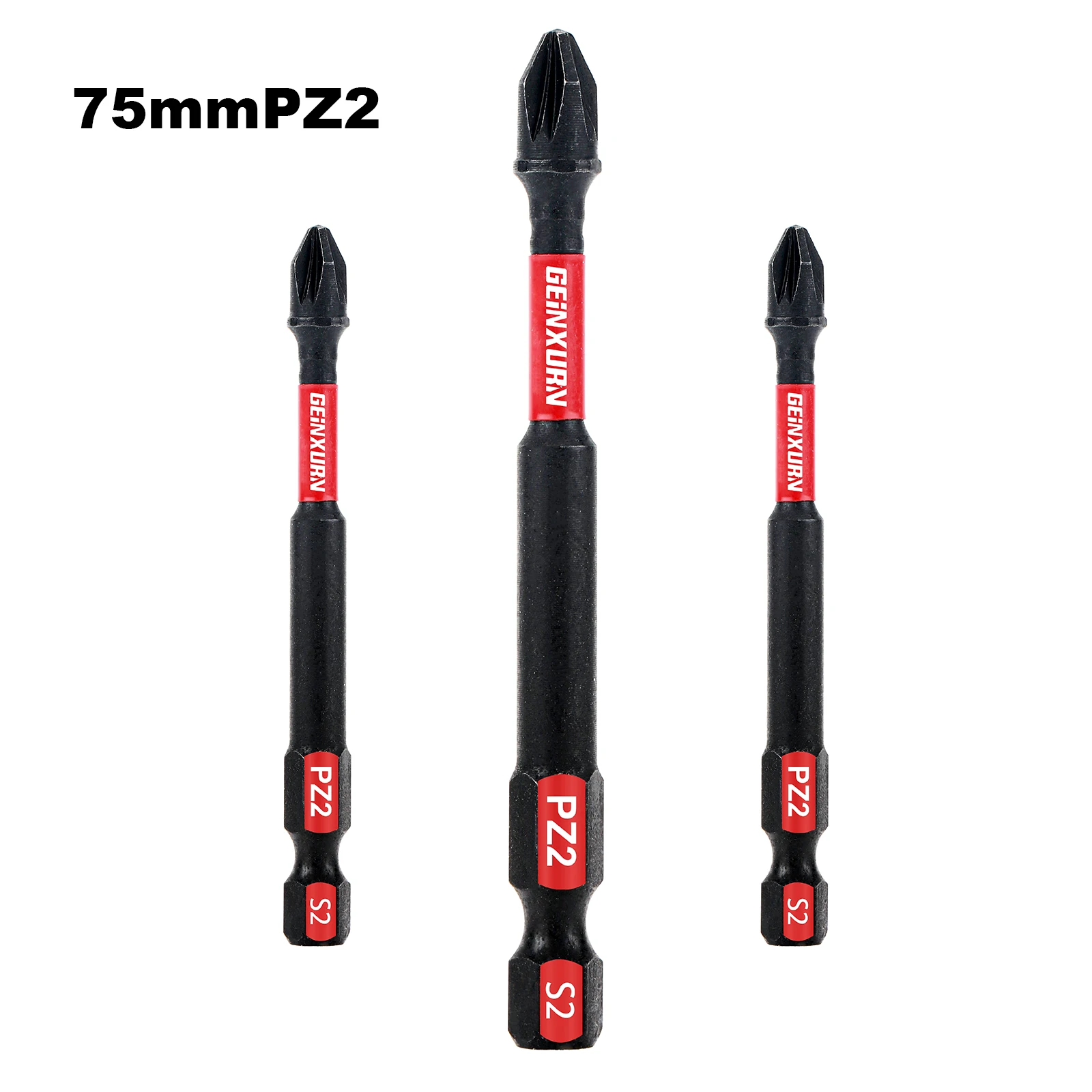 Geinxurn 3Inches Pozidriv #2 PZ2 Impact Tough Screwdriver Power Bit Set, S2 Alloy Steel Screwdriver Bits Set