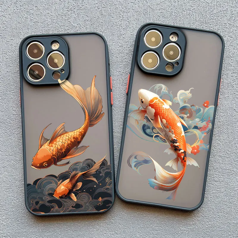 Koi Fish Carp Sea Wave Phone Case For iPhone X XR XS 7 8 Plus 13 14 11 12 16 Pro Max SE 2020 15 14 Plus 13 12 Mini Back Covers