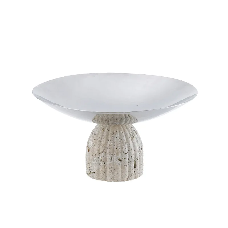 

Home light luxury stainless steel fruit plate, living room desktop fruit plate ornament