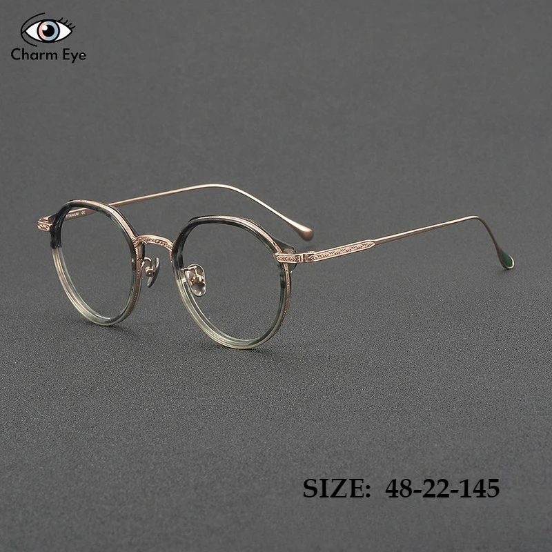 

Pure Titanium Round Women Eyeglass Frames Handmade Optical Retro Myopia Prescription Men Anti Blue Light Computer Office Glasses