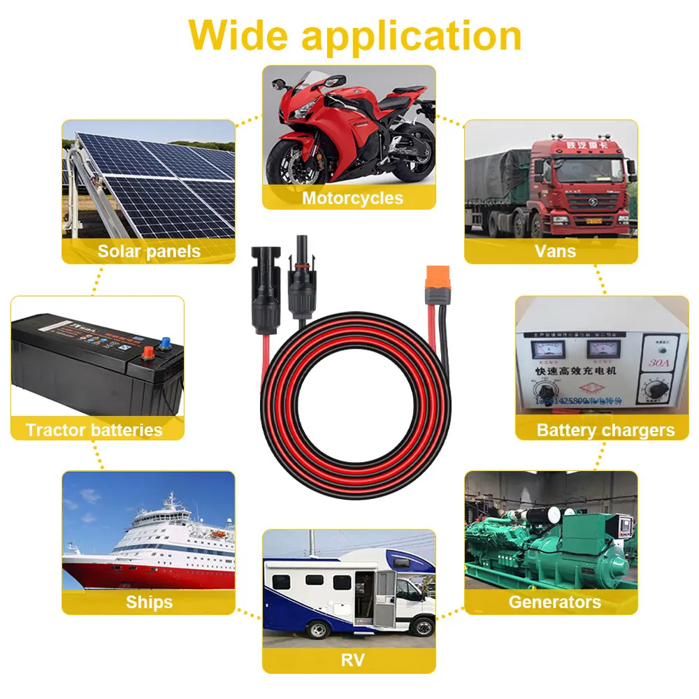 1M2M3M 12AWG Solarenergie-Verbindungskabel XT60i Adapter zum Anschluss von Solarmodulen Ladekabel Solargenerator Tragbare Stromstation – Detail 11