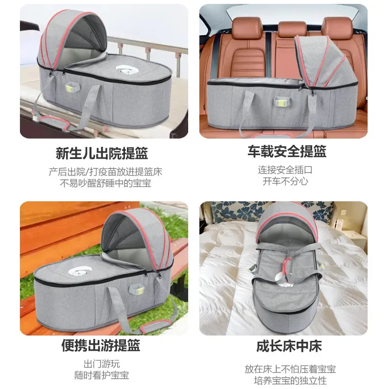 Crib Hand Basket Newborn Discharged From Hospital Can Lie Portable Baby Safety Car Go Out Bed Sleeping Basket