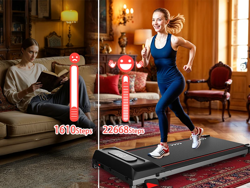 Leises Laufband für unter den Schreibtisch, 2,25 PS, 100 kg Tragkraft, 4% Steigung, tragbares, kompaktes elektrisches Laufband für Zuhause und Büro – Detail 5