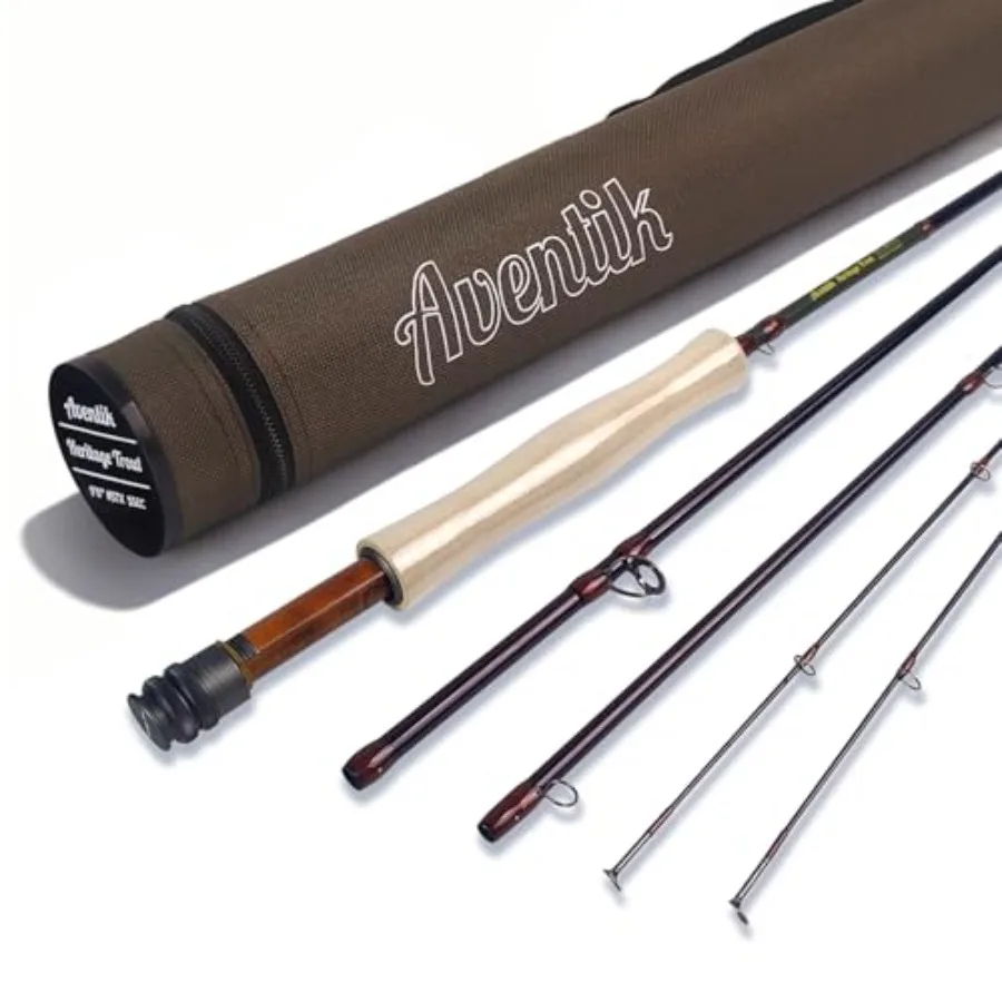 

Heritage Trout Fly Fishing Rod with Extra Tip 8'6'' 4wt and 9'0'' 5wt 6wt 4/5-Pcs Travel Fly Rod High Carbon Fiber Fast Action