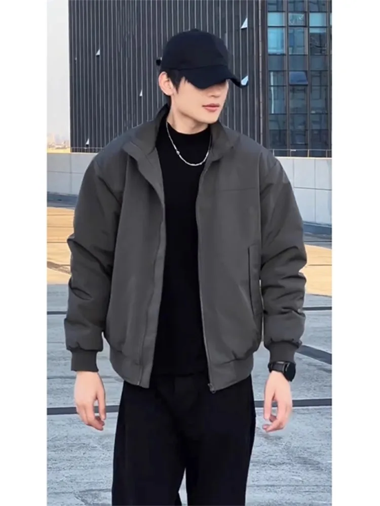 American Style Three-Proof Flight Jacket Men's Spring Autumn Loose Fit Stand Collar Casual Outerwear Trendy Polyester Fiber