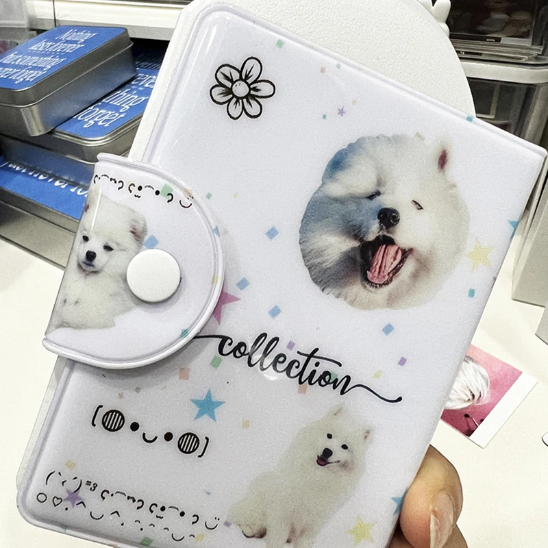 3 Inch Puppy Dog Printing Photo Album 28 Grids Cartoon Square Hollow With Buckle Storage Album INS Photocard Holder