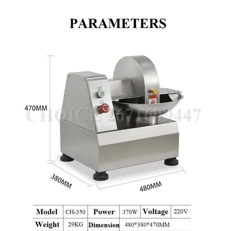 Commercial Automatic Meat Bowl Grinder Cutter Stainless Steel Vegetable Chopping Machine