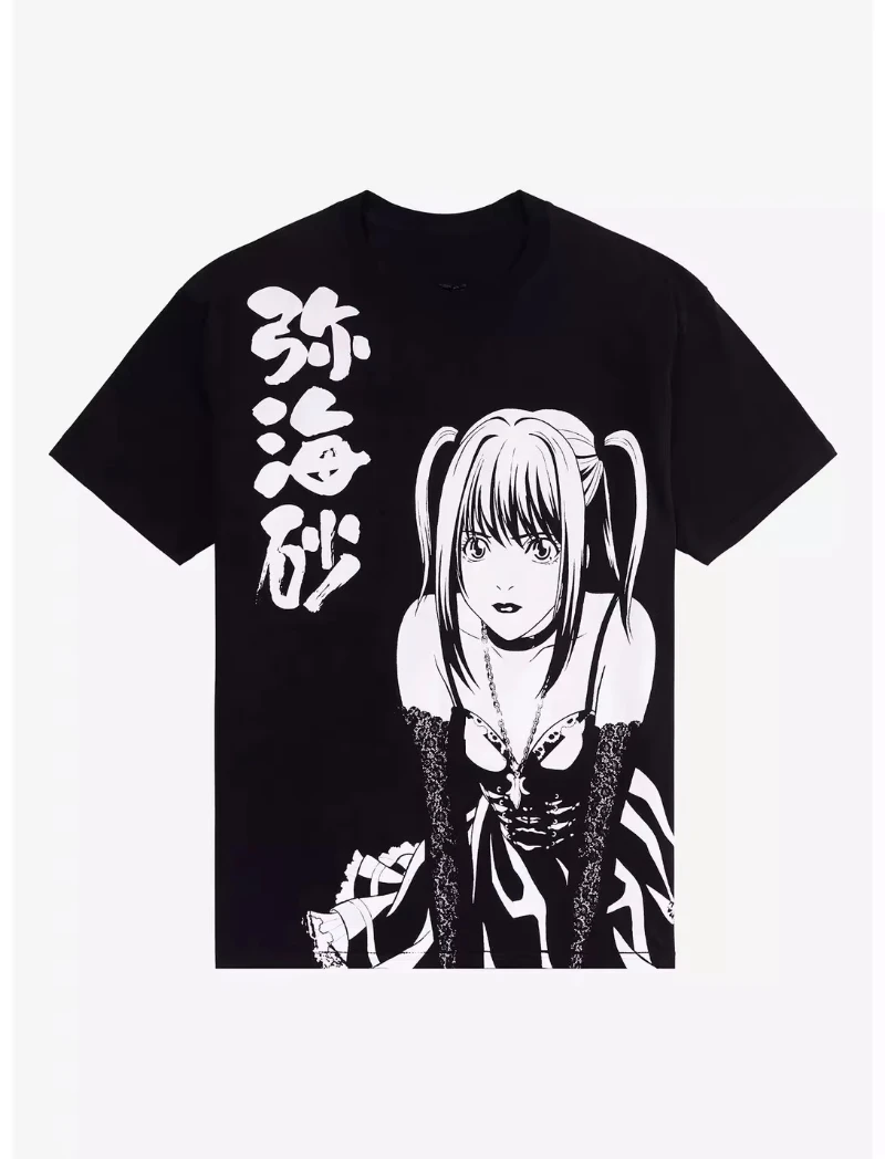 Death Note Misa Camiseta de algodón puro con estampado blanco y negro Isa ropa de calle informal y de moda de alta calidad para hombres y mujeres
