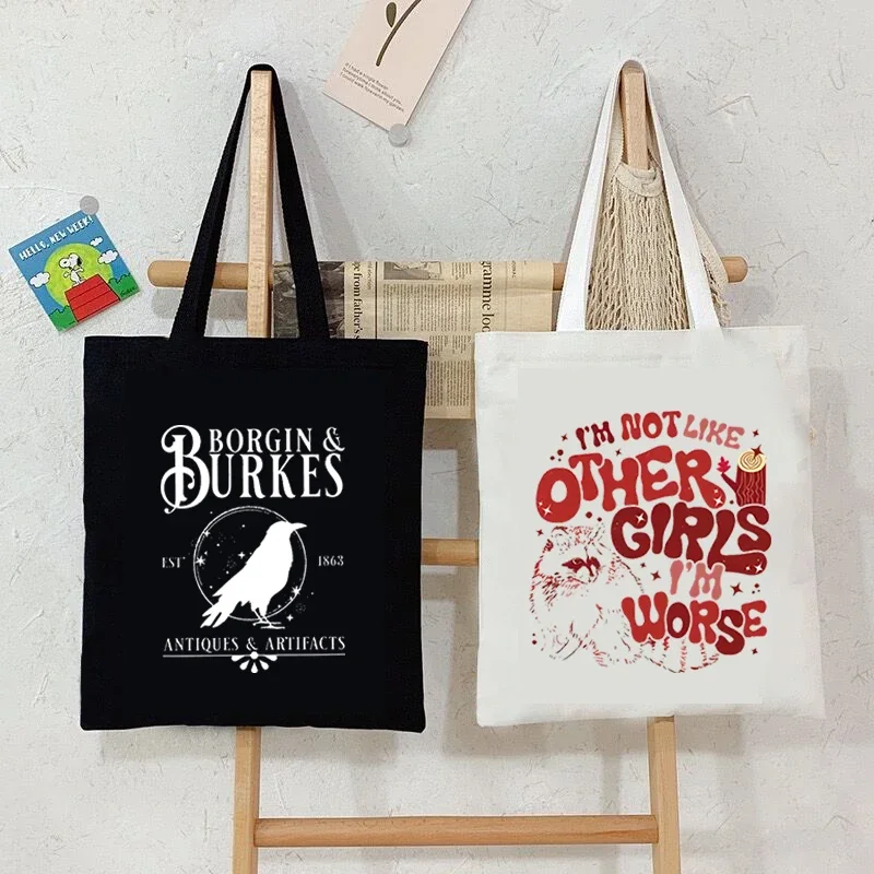 

"Borgin and Burkes" New Fashion Canvas Tote Bag Women's Crow Wizard Shopping Bag Student Magic Shoulder Bag Bookish Handbags