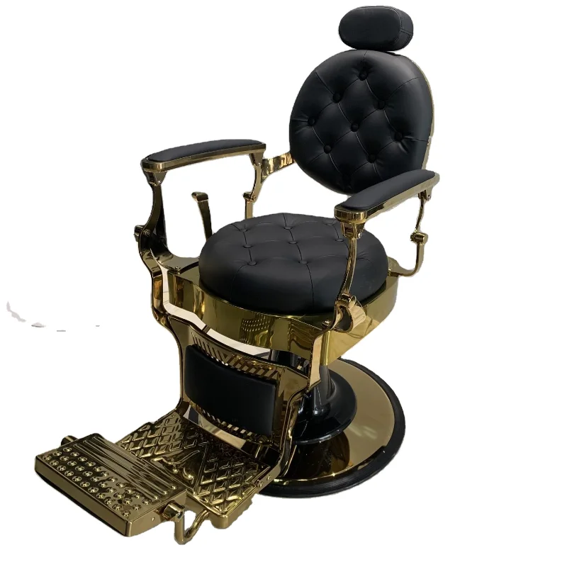 Wholesale Barber Chair ready to ship black and gold salon chair furniture hairdressing barber chair