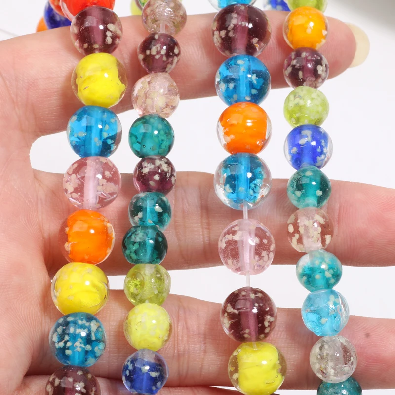  10/8mm Color Smooth Luminous Multilayer Glass Beads For Handmade Jewelry Bracelets Hair Clips Mobile Phone Chains Wind Chimes