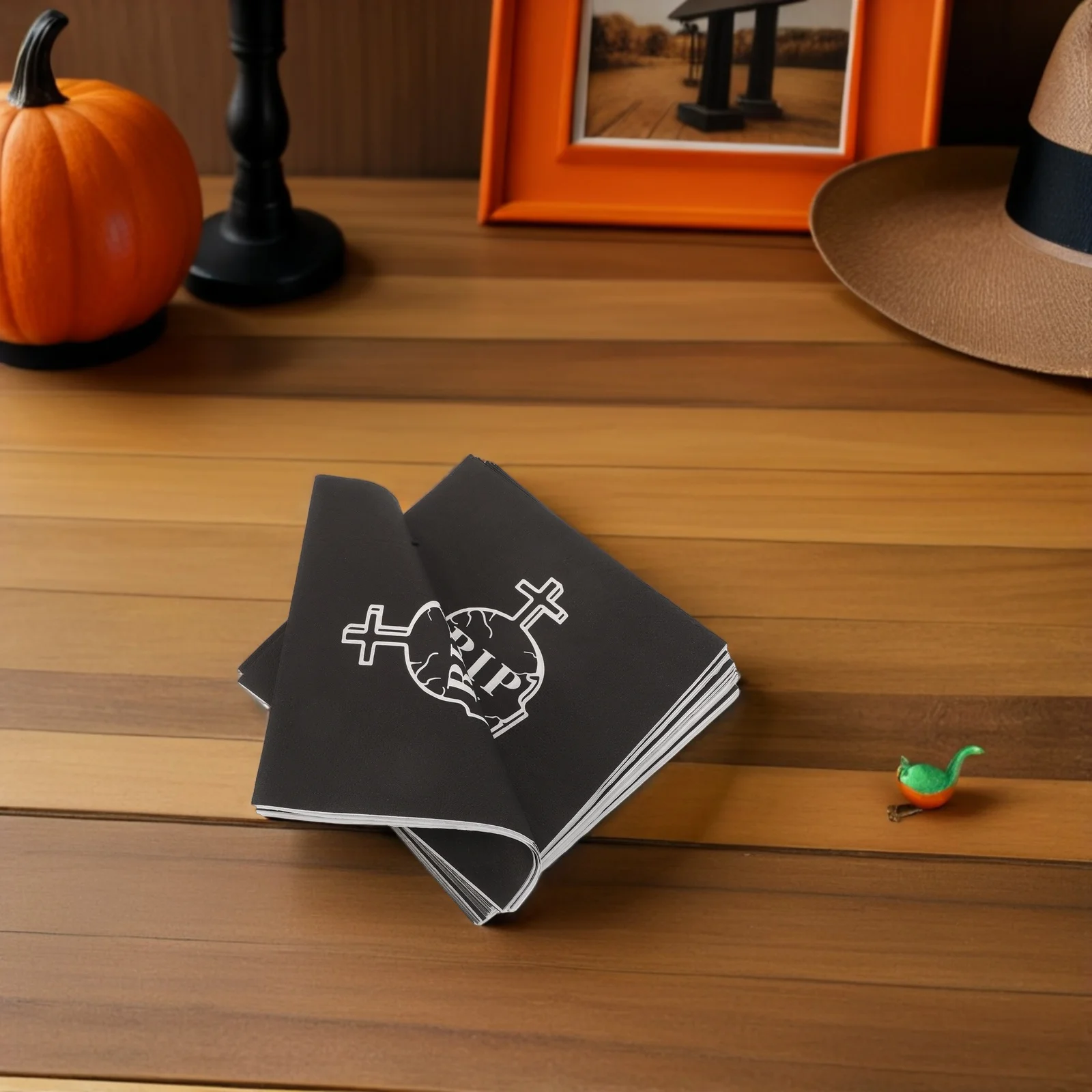 20 قطعة مناديل ورقية لتزيين الحفلات، مناديل طاولة لأعياد الميلاد من حجر القبور الأسود للاستعمال مرة واحدة