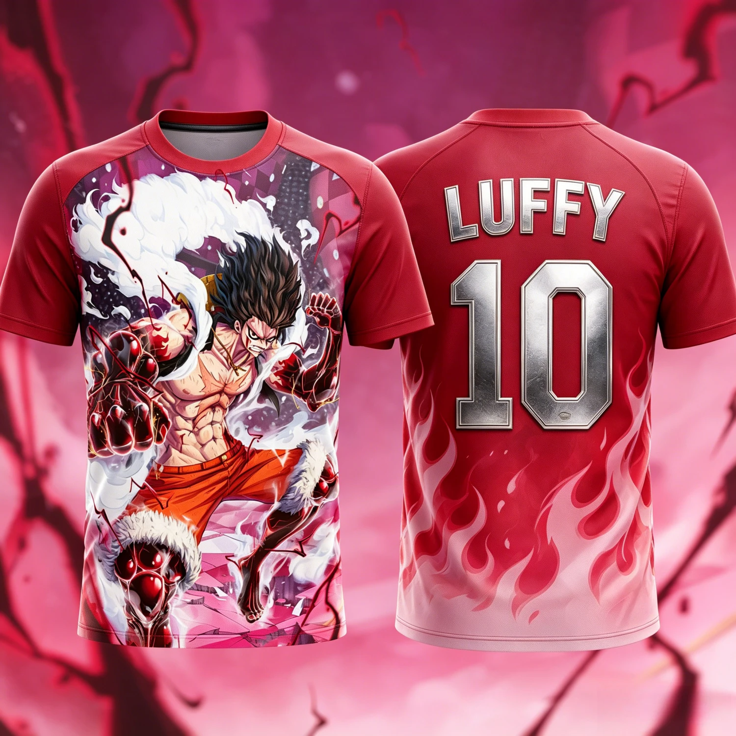 2026 Summer One Piece Luffy Retro Cosplay T-shirt Men's Oversized 3D Printed Short-sleeved Family Unisex Children's Sports Shirt