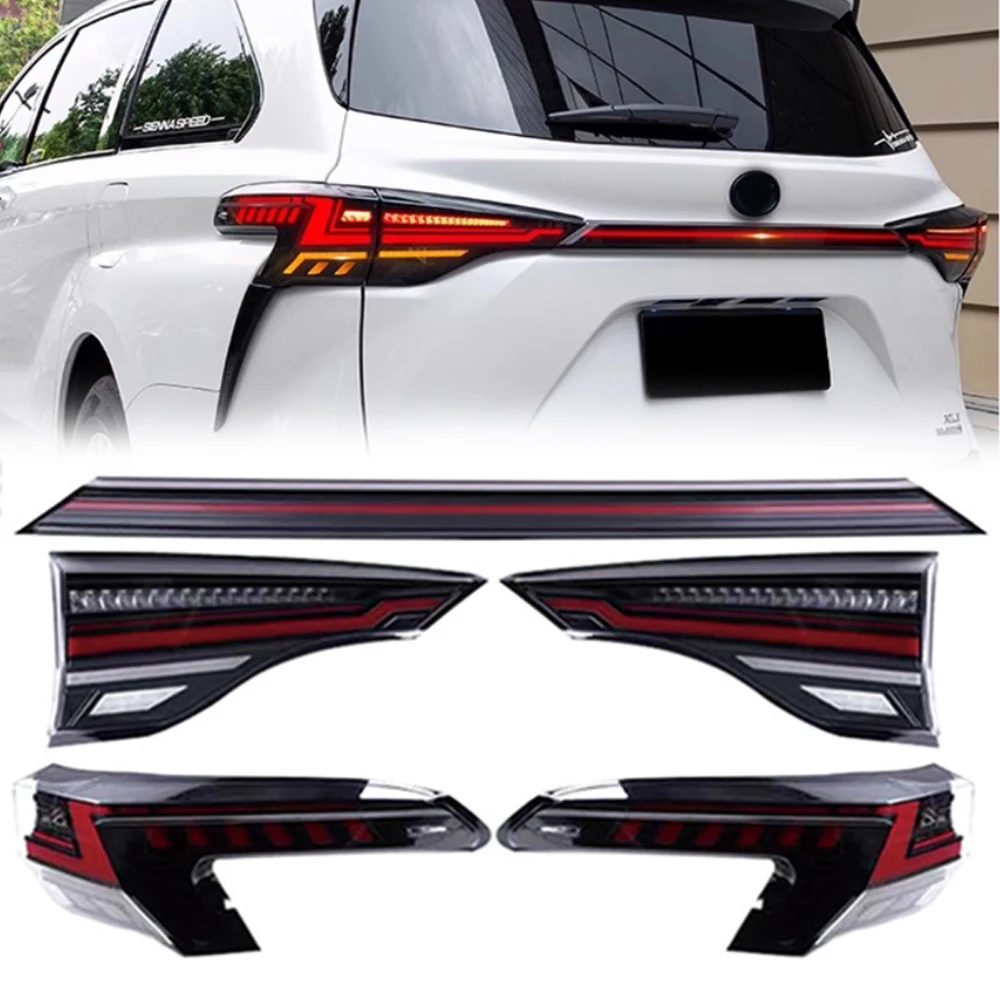 

Светодиодные сквозные задние фонари для Toyota Sienna 2021-2024, новый стиль, полностью светодиодные DRL, автомобильные задние фонари в сборе, аксессуары для сигнала, лампа