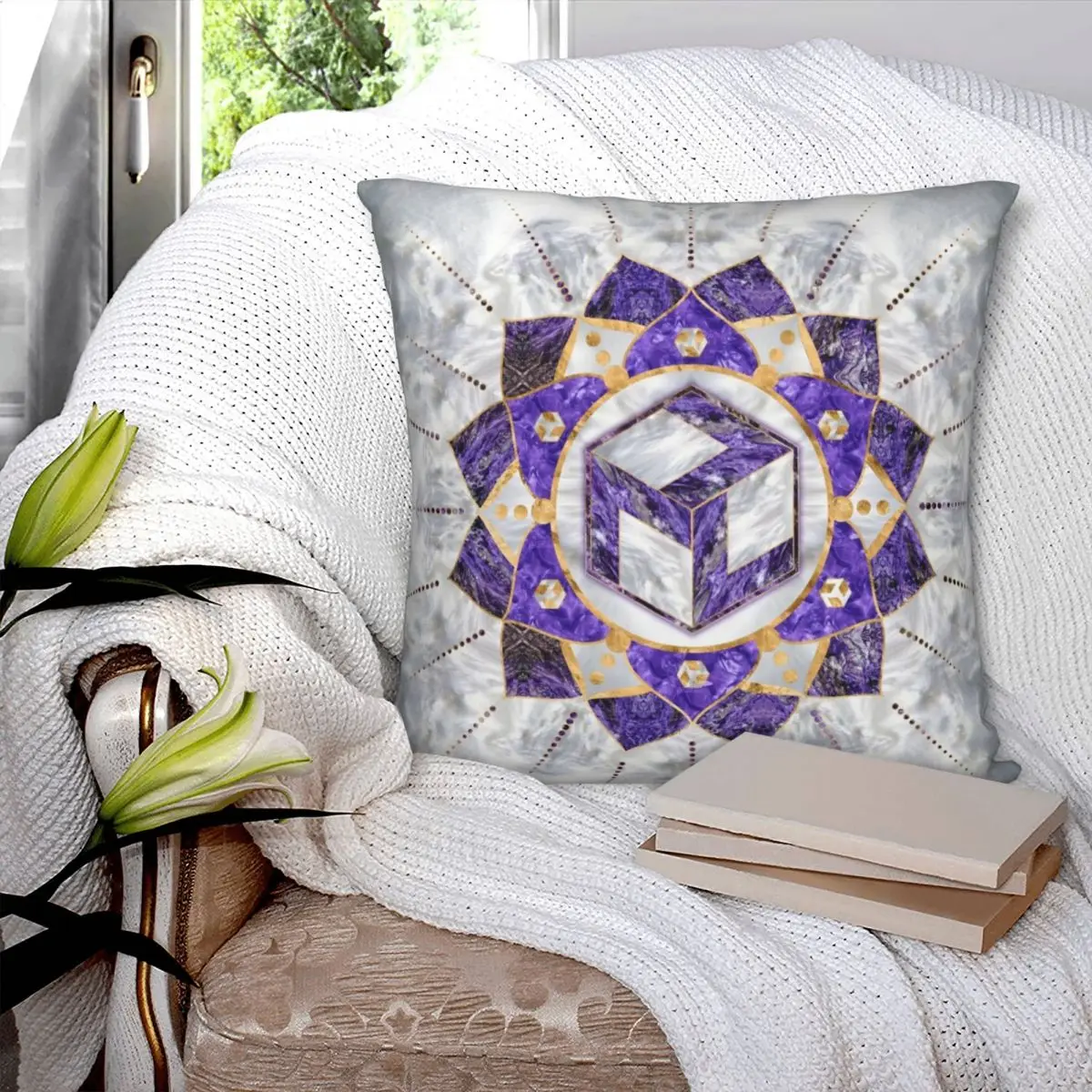 Antahkarana In Lotus Mandala Pillowcase Polyester Linen Velvet Creative Zip Decor Throw Pillow Case Home Cushion Cover Wholesale