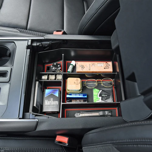 Imagen 2 del producto Para 2021 2022 2023 2024 2025 Ford F150 bandeja de consola central organizador reposabrazos caja de almacenamiento contenedor accesorios de caja de coche secundaria