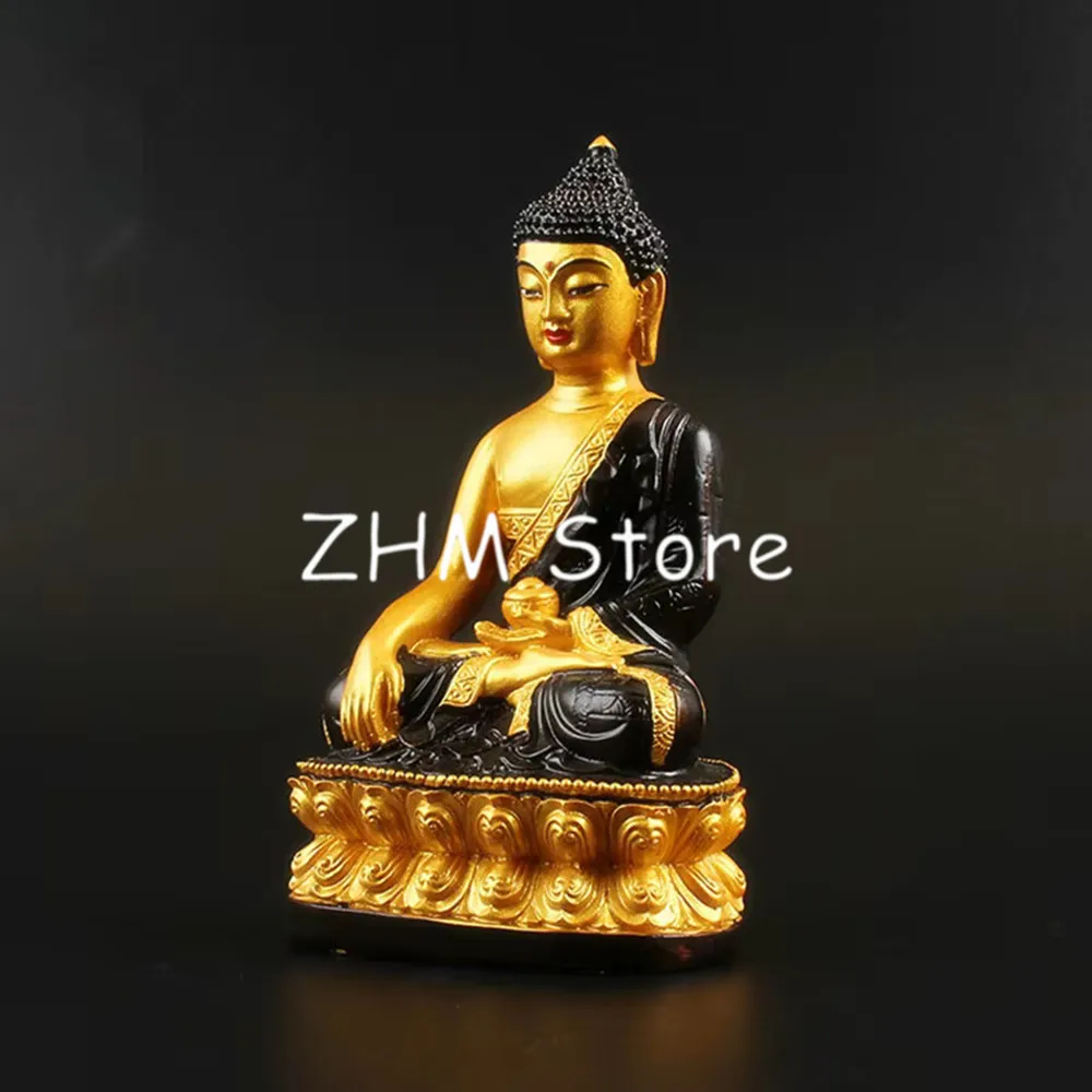 13cm Gold Plated Three Treasured Buddha Statue,Resin Sakyamuni/Amitabha/ Medicine Figurines Mascot Home Putting Decoration