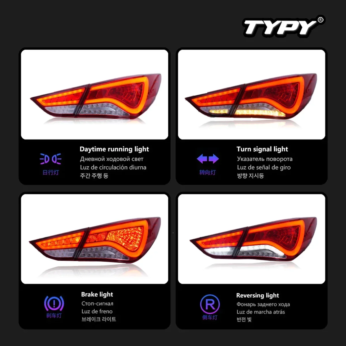 

TYPY New LED Tail Lamp Upgrade Modified For Hyundai Sonata Taillight 2011-2015 Dynamic Signal Tail Lamp Auto Accessories