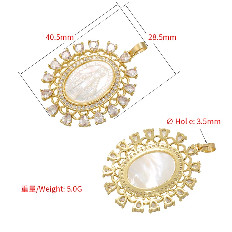 Christian Virgin Mary Charms Gold-plated Brass Pendant for Women DIY Handmade Necklace Charms Jewelry Accessories:VD1184