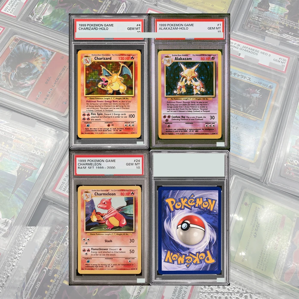 

1999 Game #4 Charizard-Holo ALAKAZAM DIY Proxy PTCG Graded Collection Card English GEM MT 10 Card Holographic Labels Child Gifts