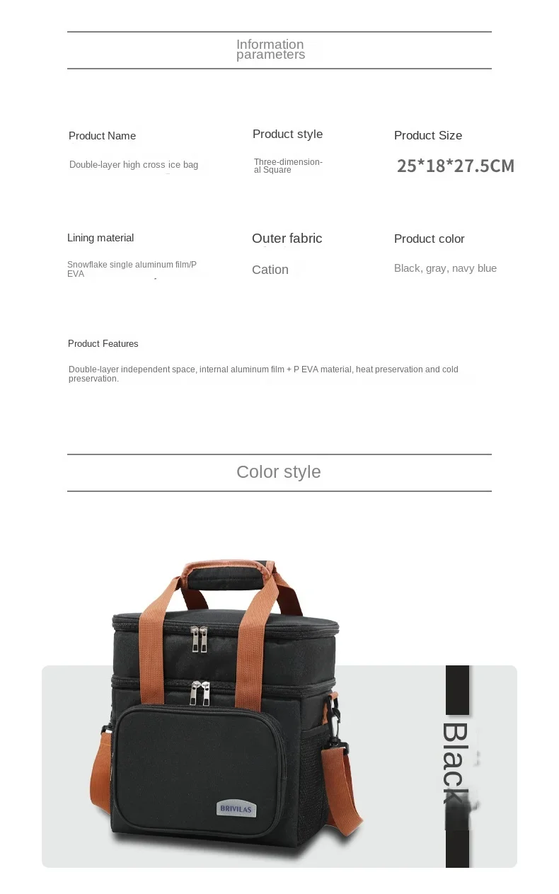 Tragbare Lunchtaschen mit doppelter Schicht, Lebensmittelbox, robuste Camping-Rucksäcke aus Oxford-Gewebe, Kühlbox, große Kapazität, ideal für Picknicks, langlebig, für Grillabende im Freien. – Detail 6