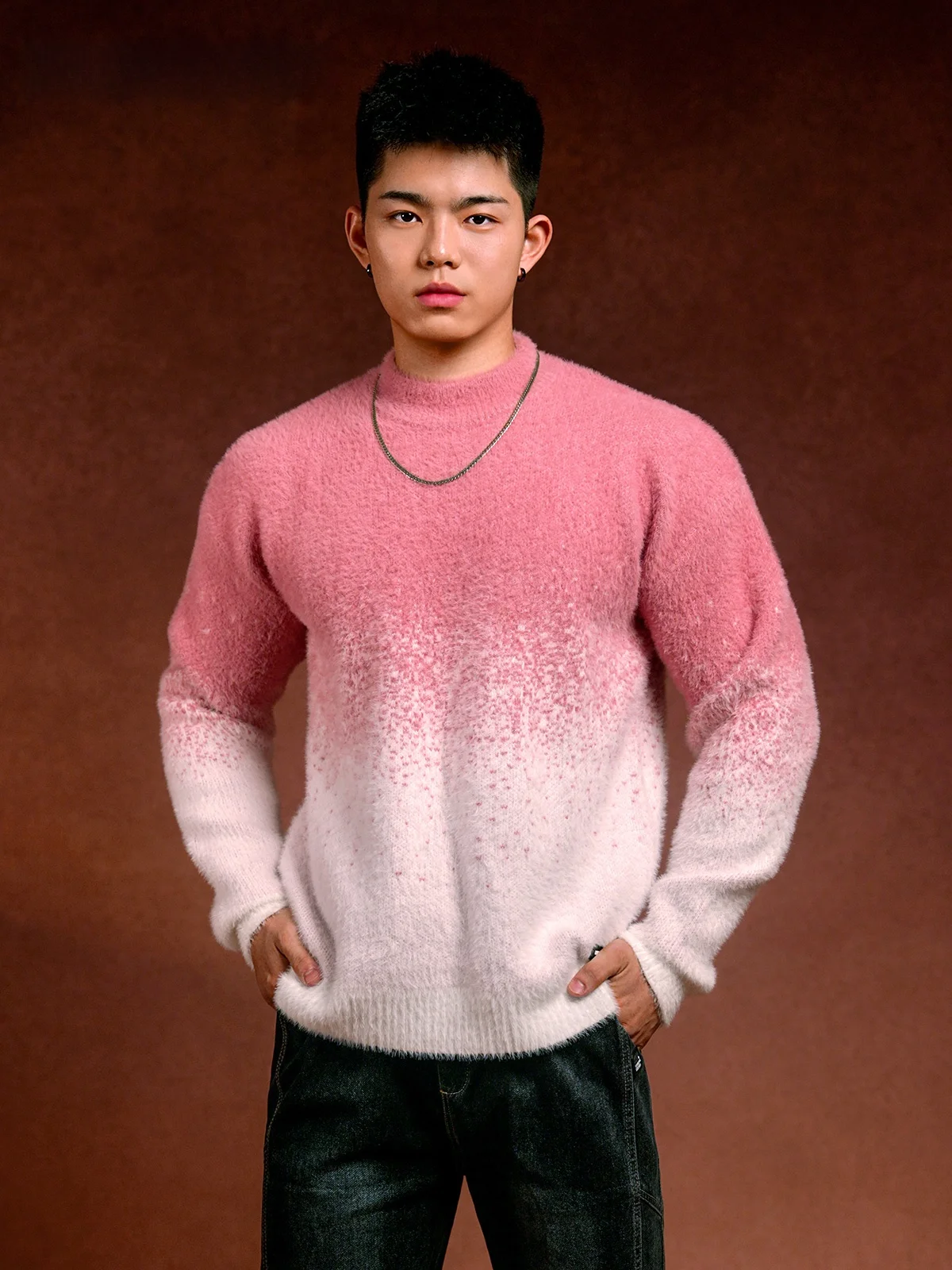 

Lazin Sle adient Thiened Knitted Sweater Men's Autumn Winter Mink Velvet Loose Overhead Sweater Trendy Casual Wear