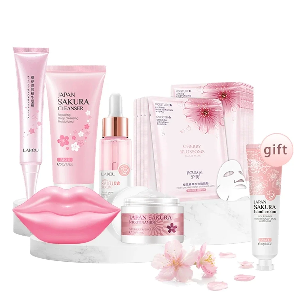 

Skin Care Products Kit Sakura Whitening Cream Nourish Skin Face Serum Fade Dark Circles Eye Cream Korean Cosmetics Skin Care Set