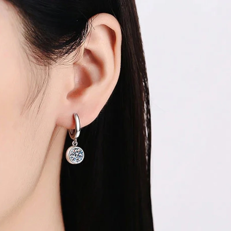 Huitan Contracted Design Drop Earrings Lady Engagement Jewelry with Shiny Round Zirconia Graceful Women Silver Color Acces