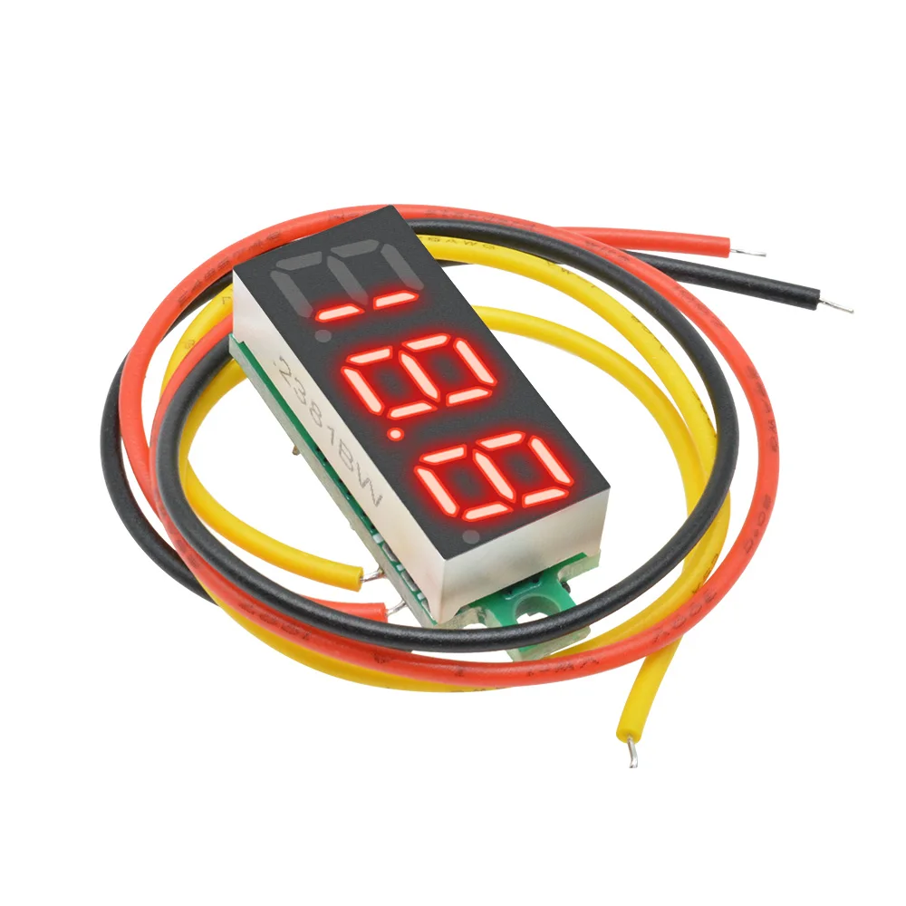 DC Voltage Display Mini Digital Voltmeter 0.28 Inch 2/3-Wire DC 0-100V 3.7-30V Digital Voltmeter Voltage Tester Red Green