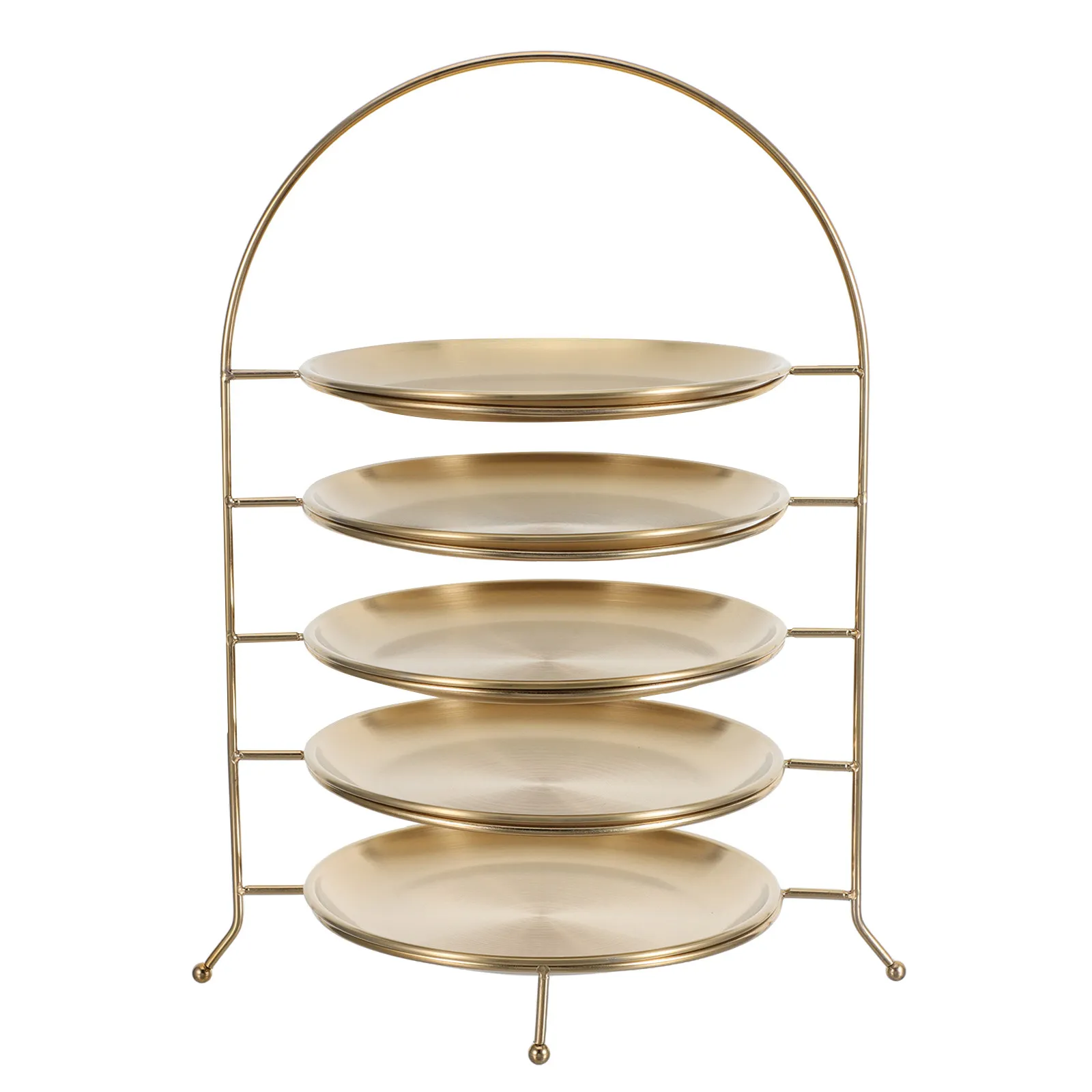 1Set Stainless Steel 5-Tier Round Hot Pot Dish Rack Multi-Layer Dessert Display Stand for Buffet Countertop Wedding Party