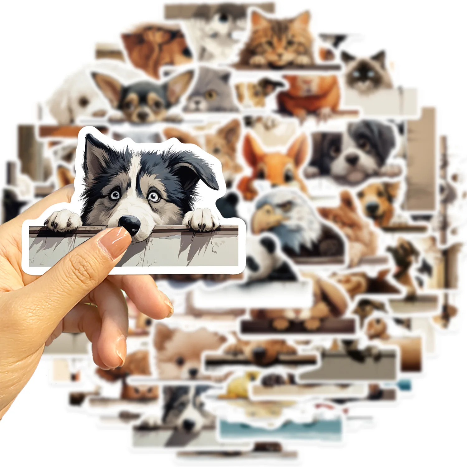 

10/50PCS Animals Climb Walls Graffiti Stickers Cute Dog Cat Cartoon Decal Notebook Phone Guitar Skateboard Waterproof Sticker