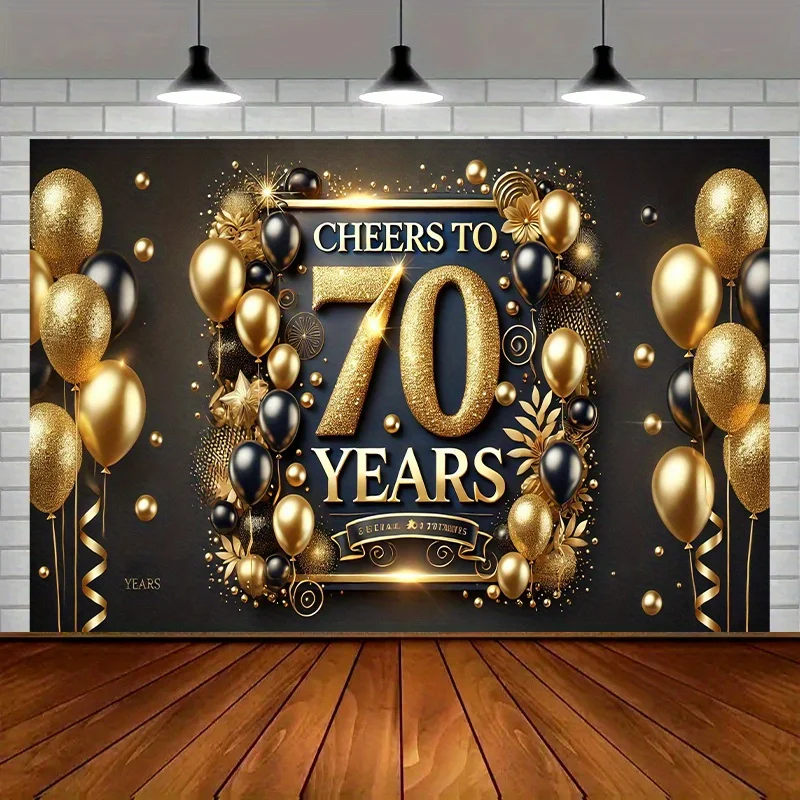 Luxuriöses Partybanner zum 70. Geburtstag – Bunter Polyester-Hintergrundstoff, multifunktionale Dekoration für Zuhause, Garten und Studio