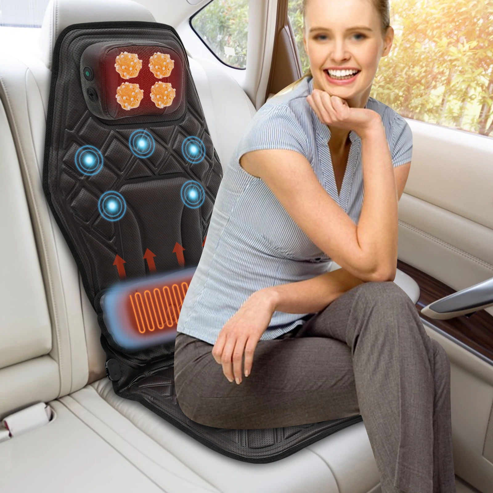 Multi-functional Back Massage Cushion Heat Massage Chair Pad, Gifts for Parents Wife Husband, 9 Gears Massage Mode