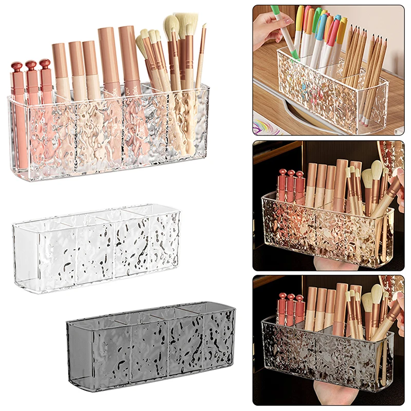 Water Ripple Acrylic Cosmetic Storage Box Makeup Brush Holder Organizer Lipstick Eyebrow Pencil Bathroom Storage Display Stand