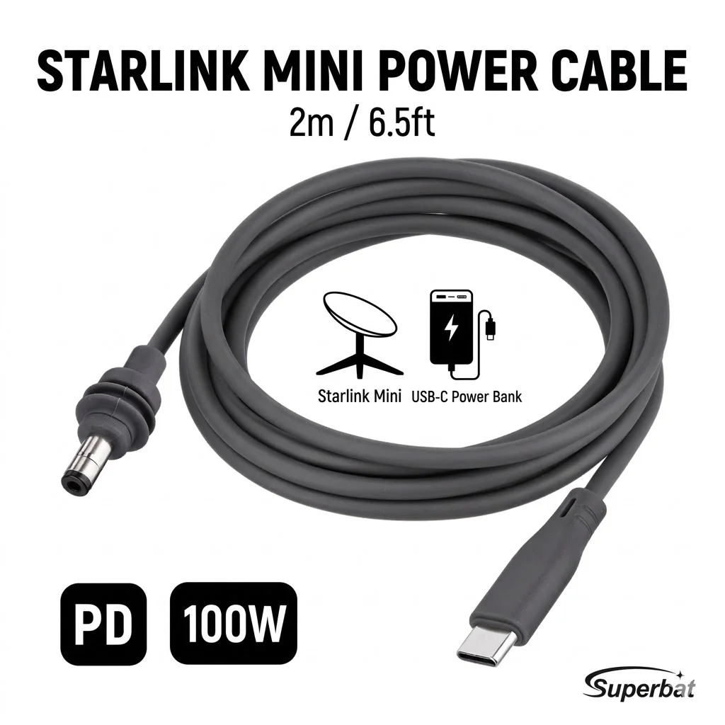 

Superbat 2m/6.5FT USB type C to DC Power Cable for Starlink USB-C PD Chargers, Power Banks and Portable Power Stations