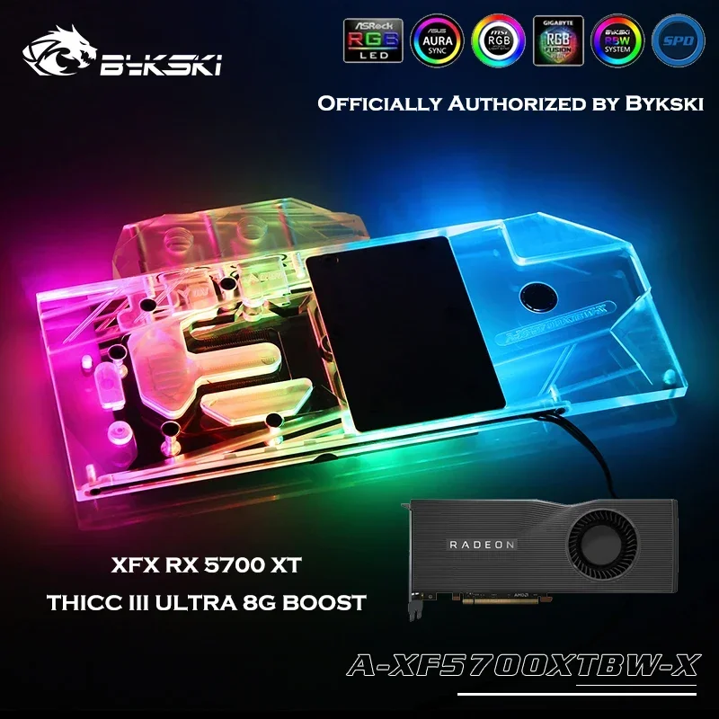 Imagem -02 - Bykski Gpu Bloco de Água para Xfx rx 5700 xt Thicc Iii Ultra 8g Boost Placa Gráfica Cobertura Completa Radiador Refrigerador A-xf5700xtbw-x