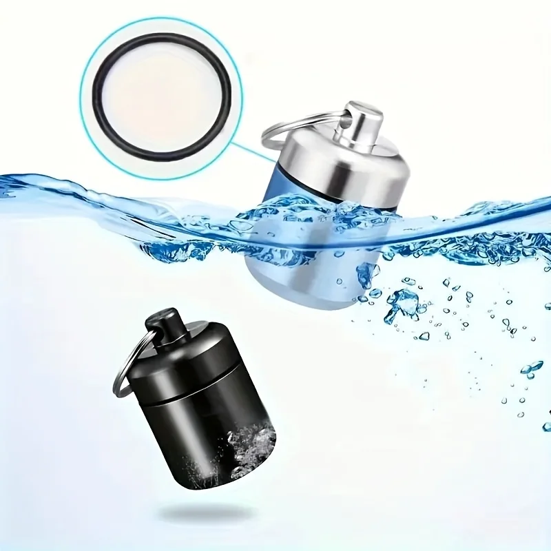 1pcs Sealed Storage Bottle Round Short Aluminum Alloy Earplug Storage Bottle Waterproof Portable Keychain Coin Storage Tool