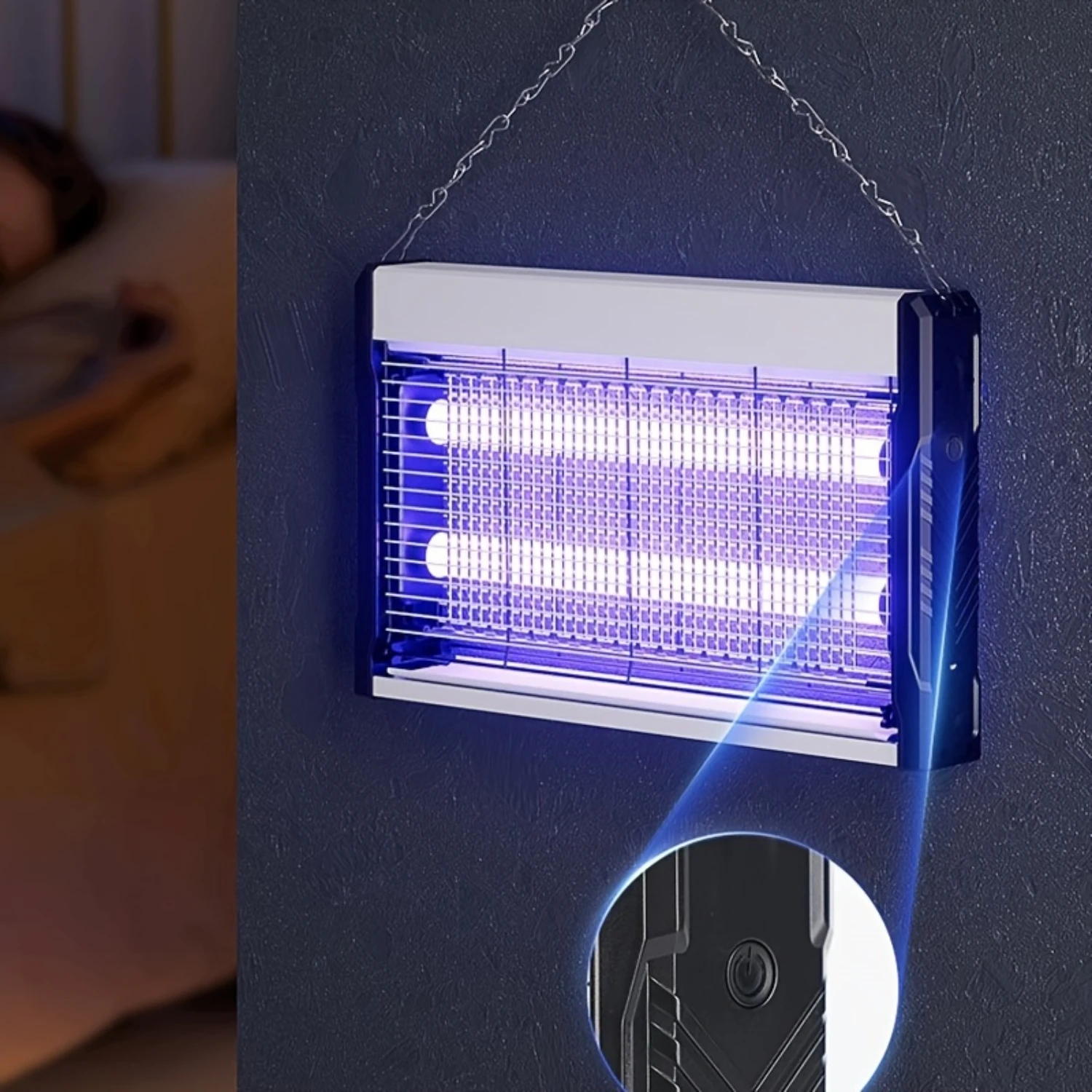 Effective USB-Powered Indoor Insect Eliminator - Attractive Mosquito Killer Lamp with Hanging Chain and Detachable Tray - Perfec