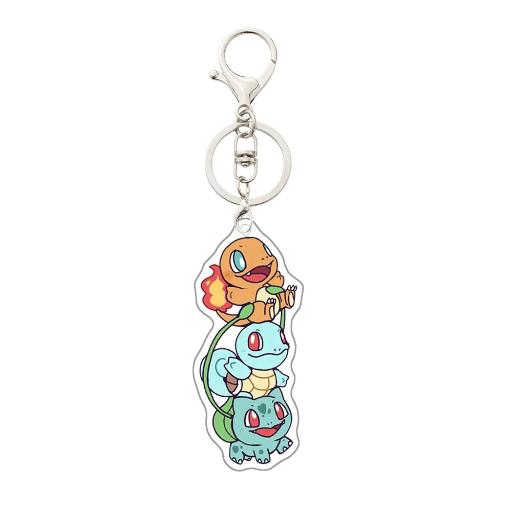 Pokemon Acrylic Keychain Squirtle Bulbasaur Charmander Anime Cartoon Cute Bag Pendant Keychain Decoration Accessories 5Cm