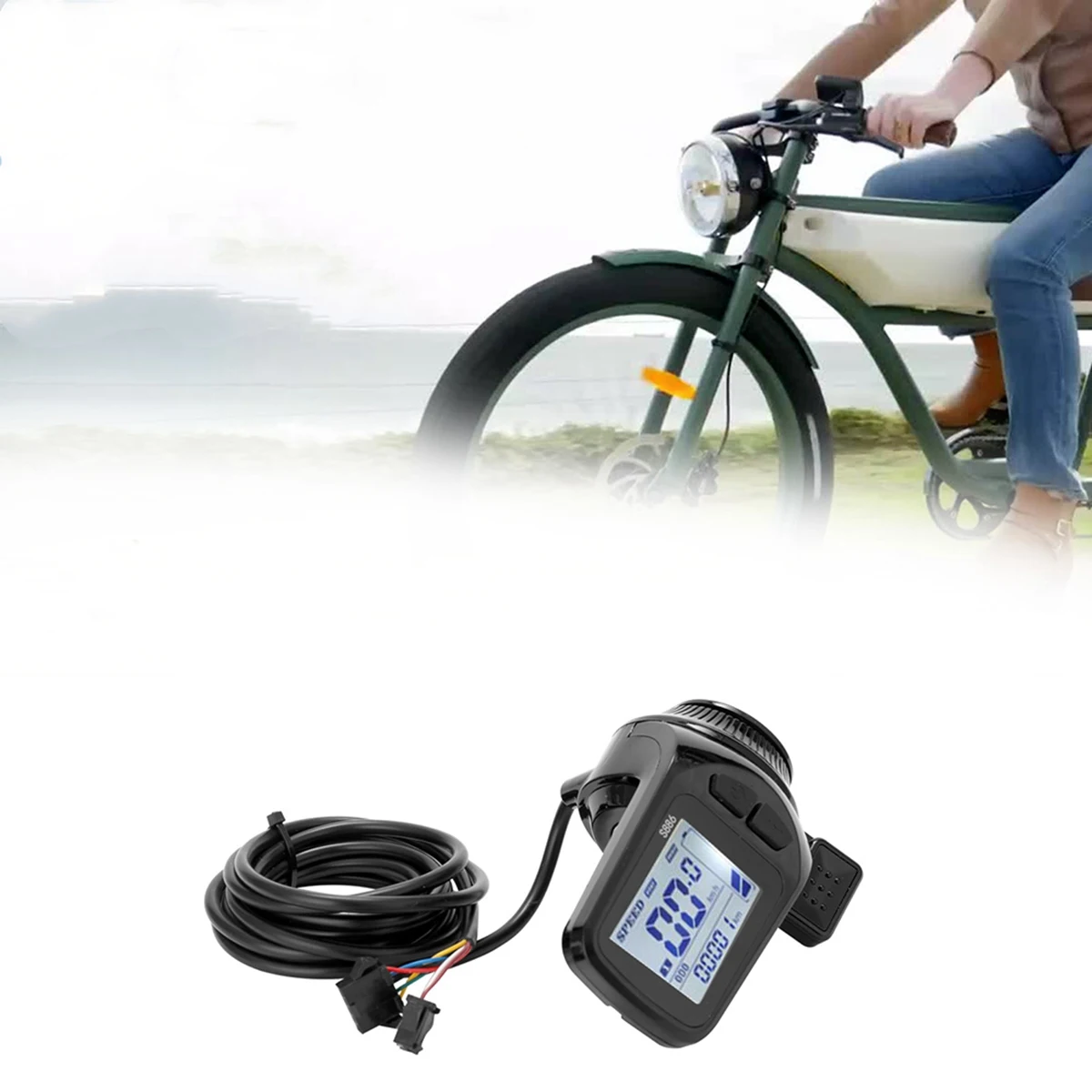 Acelerador de polegar para bicicletas elétricas e E-Scooter, painel LCD, S886 Ebike, 24V, 36V, 48V