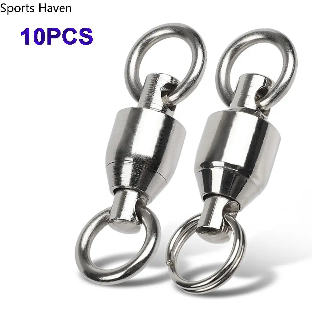 

10 PCS Stainless Steel Fishing Solid Swivel Ring High Strength Ball Bearing With Double Rings Fishing Accessories