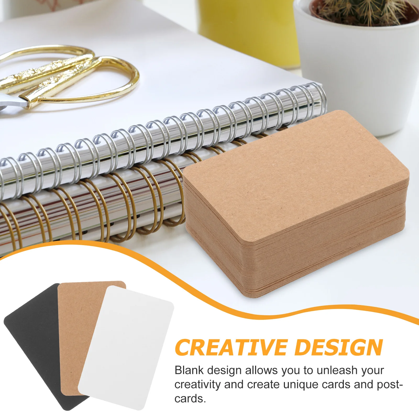 

300pcs Blank Playing Cards DIY Note Cards Kraft Paper Word Flashcards Study Aids Office Supplies Black White Beige