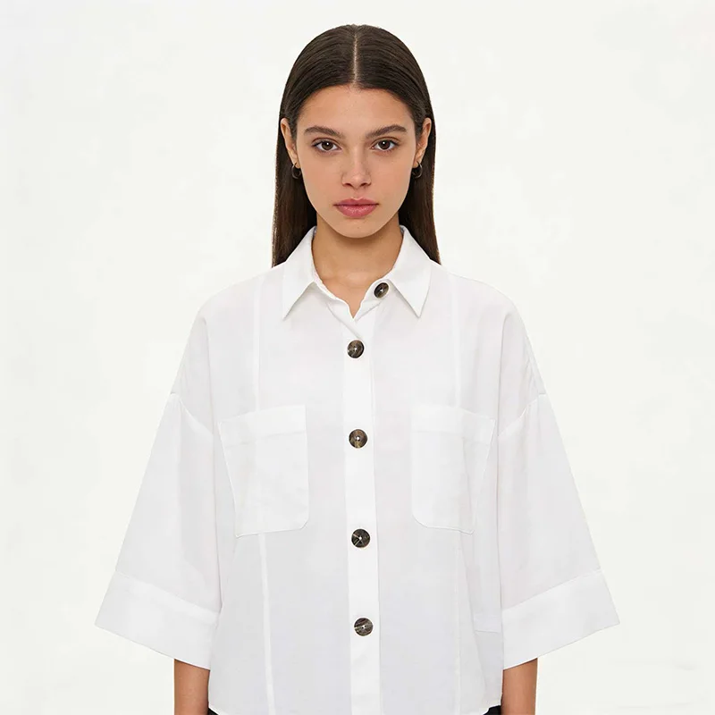 

2026 Summer Women's Shirt Top Single breasted Fashion Shirt Casual Loose Women's Shirt Top