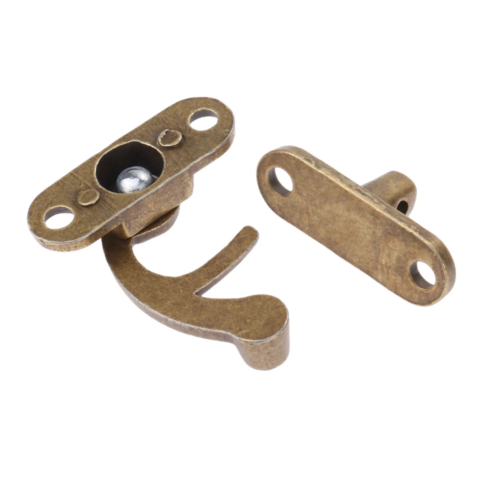 2Pcs 29x33mm Antique Bronze Horn Buckle Lock Decorative Latch Hasps Hook Wood Wine Jewelry Box Padlock