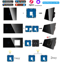 Zigbee Touch Switches 1/2/3Way Function Base EU Socket Smart Plug Socket Frame DIY Module Glass Panel Tuya Smart Life Alice App