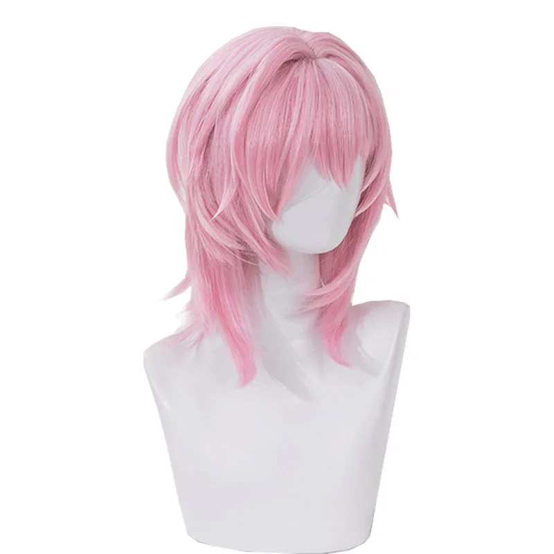 L-email wig Synthetic Hair Game Honkai: Star Rail March 7th Cosplay Wig 43cm Gradient Pink Wigs Silicone Heat Resistant Wig