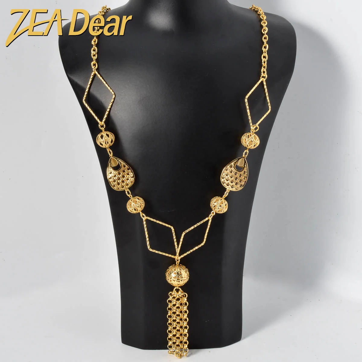 

ZEADear Gold Plated Necklace Ball Hollow Pendant Long Chains Neck Links Fashion Cuban Luxury African Birthday Gift Party